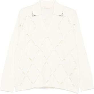 Liu Jo White Sweater With Cut-Out Pattern