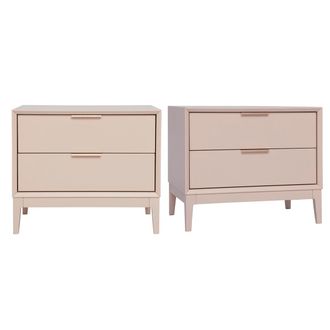 Miliboo Miliboo - Set De 2 Mesillas De Noche Rosa Y Metal Dorado Con Almacenaje 60 Cm Giana