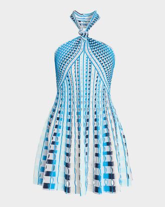 SIMKHAI Jenna Eyelet Halter Mini Dress