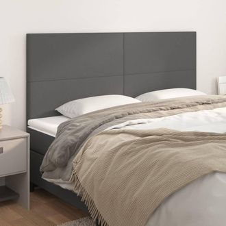 vidaXL Cabeceros 4 Unidades De Cuero Sint&eacute;tico Gris 100x5x78/88 Cm Vidaxl