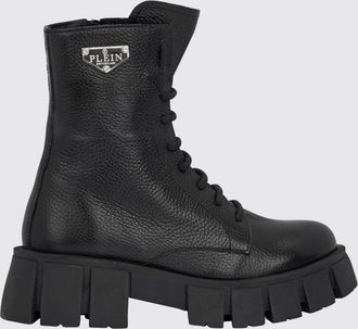 Philipp Plein Anfibi stringati in pelle a grana con suola carrarmato e tacco