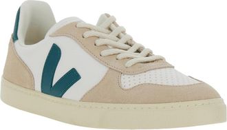 Veja Boys Sneakers Small V-10 White Leather Organic Traced Trainers