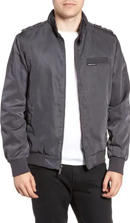 Members Only Mens Heavy Iconic Racer Quilted Lining Jacket in Charcoal at Nordstrom, Size Xx-Large