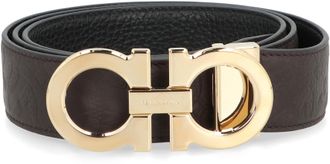 Ferragamo Mens Gancini Reversible Leather Belt Brown Calfskin