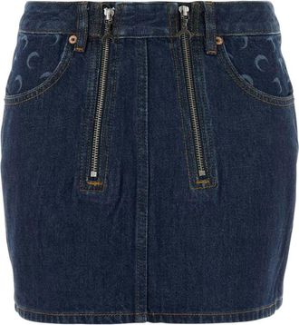 Marine Serre Blue Printed Mini Skirt
