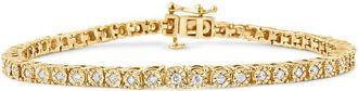 House of Brilliance 10K Yellow Gold Plated.925 Sterling Silver 1.0 Cttw Miracle-Set Diamond Round Faceted Bezel Tennis Bracelet (I-J Color, I3 Clarity) - 9