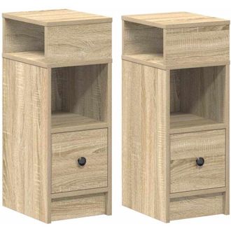 vidaXL Bedside Cabinets 2 pcs with Drawer Sonoma Oak 25x31x66 cm vidaXL