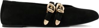 Stuart Weitzman Maven buckle-strap ballet flats - women - Suede/Leather/Leather - 35,5 - Black
