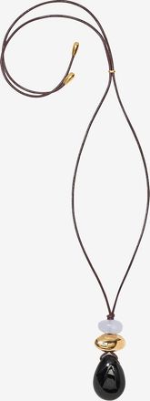 Lizzie Fortunato Leder-Kordelhalskette mit Chalcedon Museo