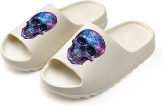 Generic Glitter Pattern Skull Slides for Women Men Soft Thick Bottom Coconut Slippers Sandals for Bathroom Beach