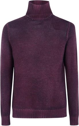 Avant Toi Handgeschilderde Pullover met Hoge Hals van Kasjmier en Wol - Heren - Coltruien - Bruin - M - Wol - Truien & Vesten