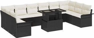 vidaXL Vidaxl - Conjunto De Sof&aacute; De Jard&iacute;n Manual 11 Pcs Negro 100 X 55 X 73 Cm