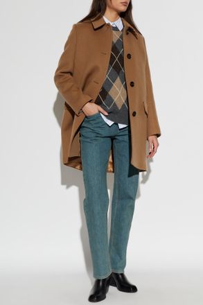 Burberry Wool Coat Gosford, Womens, Brown