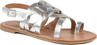 Jones Bootmaker Womens Inara Leather Toe Post Slingback Sandals - Silver - Size UK 4