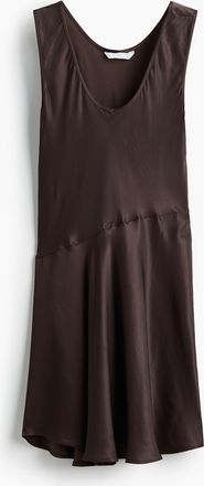 H&M Ausgestelltes Satinkleid - Brown
