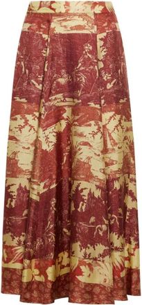 Pierre-Louis Mascia Aloe A-lijn Rok Zijde - Dames - Maxi Rokken - Rood - XS - Leer - Rokken