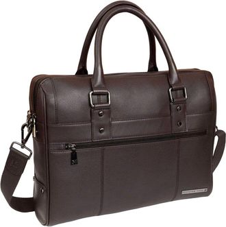 Boarding Pass The Gotham 18In Pebble Grain Genuine Leather Briefcase