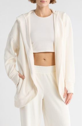Yogalicious Dreamy Ribbed Hooded Cardigan Sweatshirt in White Dove at Nordstrom Rack, Size X-Large