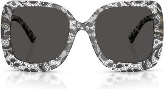 Dolce & Gabbana 55mm Square Sunglasses in Black Lace /Dark Grey at Nordstrom
