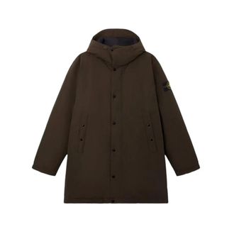 Stone Island Jassen, Heren, Bruin, M, Polyester, Lange Parka