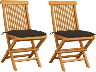 vidaXL Vidaxl - Sillas De Jard&iacute;n 2 Uds Madera De Teca Con Cojines Gris Taupe