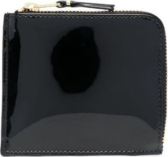 Comme Des Garçons polka dot print small wallet - unisex - Patent Calf Leather/Fabric - One Size - Black