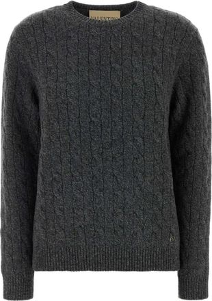 Valentino Maglia - Dames - Ronde hals truien - Grijs - L - Leer - Truien & Vesten