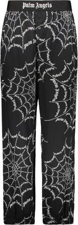 Palm Angels Casual Broek Met Logo All-Over - Heren - Straight fit broeken - Zwart - 2XL - Broeken