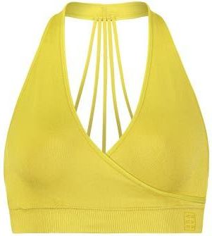 BraBar/Boutique Hug Strappy Halter Sports Bralette in Golden Olive at Nordstrom, Size Medium/large
