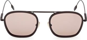 Ermenegildo Zegna 51mm Navigator Sunglasses in Matte Dark Brown And Striped Dark Brown/brown Lenses at Nordstrom