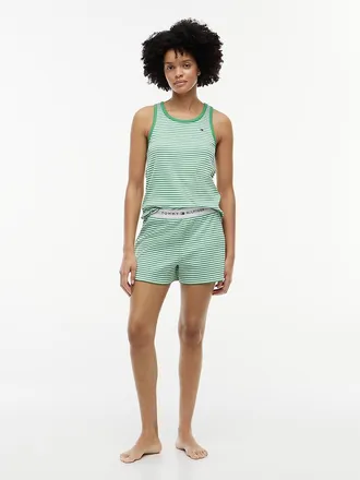 Tommy Hilfiger Womens Striped Tank Top & Short Sleep Set - Green/White - M