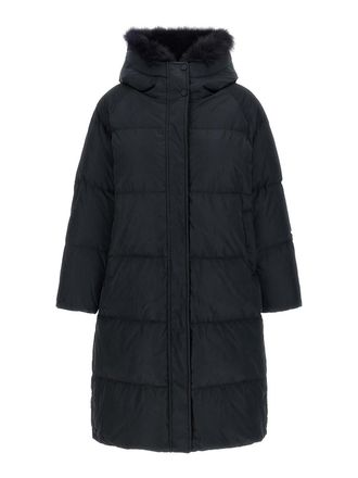 Yves Salomon Black Fox Fur Trim Puffer Jacket