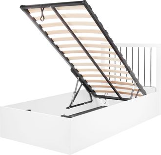 Beliani Beliani - Cama De Madera Con Almacenaje Moderno Somier De Listones Dormitorio 90 X 200 Cm Blanco Rouvillers