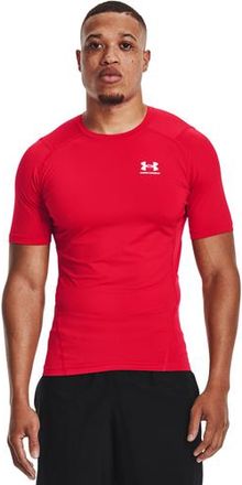 Under Armour Mens HeatGear Compression Short Sleeve T-Shirt - White/Red Size 3XL