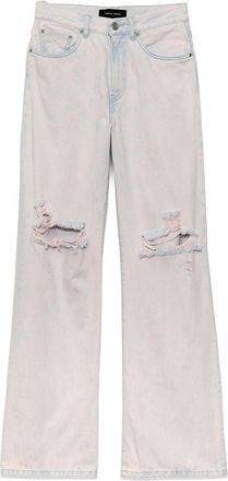 Purple wide-leg ripped jeans - women - Cotton/Lycra - 28 - Neutrals