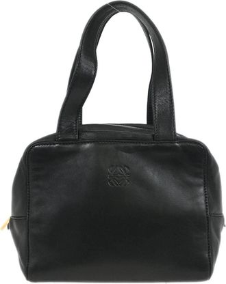 Loewe Anagram Handbag Leather Black Leather Handbag (Pre-Owned)