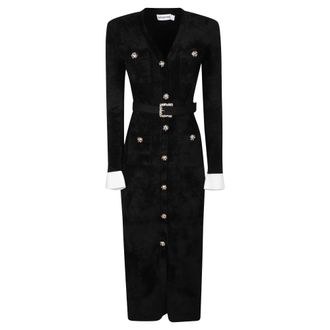 Self Portrait Abito in maglia di ciniglia midi - - Dresses - Donna - Nero - L