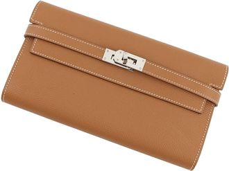 Herm&egrave;s Kelly Gold Epsom Leather Long Wallet (Bi-Fold) (Pre-Owned)