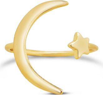 Sterling Forever 14K Gold Vermeil Crescent Moon Open Ring at Nordstrom Rack, Size 6