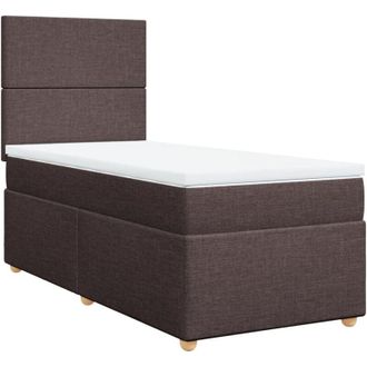 vidaXL Cama Box Spring Con Colch&oacute;n Tela Marr&oacute;n Oscuro 100x200 Cm Vidaxl