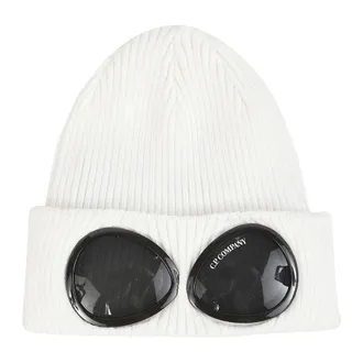 C.P. Company Beanies, male, White, Size: ONE SIZE Cotton Goggle Beanie