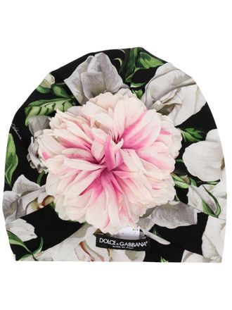 Dolce & Gabbana floral-print hat - women - Spandex/Elastane/Silk - One Size - Black
