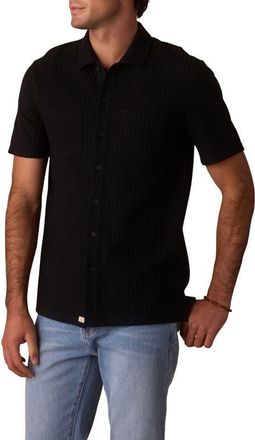 The Normal Brand Getaway Short Sleeve Knit Button-Up Shirt in Black at Nordstrom, Size Medium