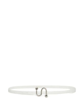 Sportmax curved-buckle leather belt - women - Calf Leather - L - White