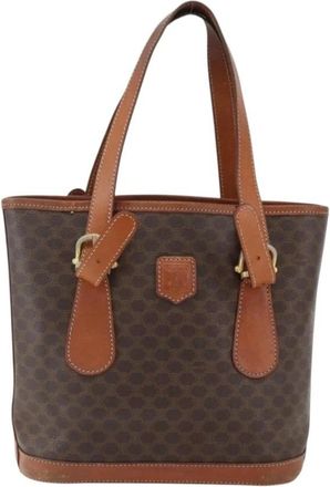 Celine Pre-owned Tote Bags, female, Brown, Size: ONE SIZE Pre-owned Vintage Monogram Canvas and Leather Tote Bag