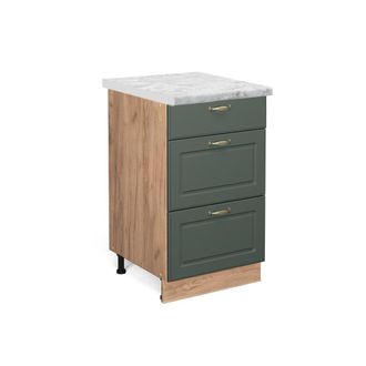 Vicco Mueble Bajo De Cocina Fame-line, Verde Dorado Casa De Campo, 50 Cm, Et M&aacute;rmol