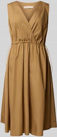Rinascimento Rinascimento Knielanges Cocktailkleid mit Kordelzug und Kordelstoppern in Camel, Gr&ouml;&szlig;e XL