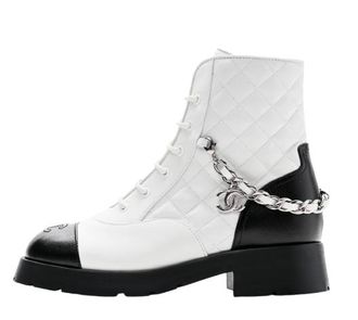 Chanel Quilted Leather Lace Up Boots Size 35.5