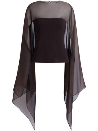 Alberta Ferretti Fitted Strapless Top with Dramatic Sheer Overlay