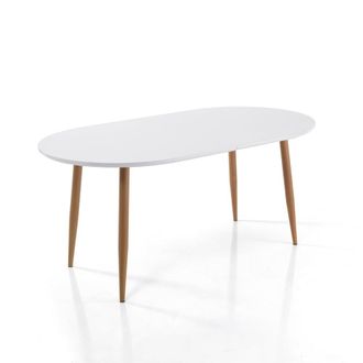 Oresteluchetta Mesa extensible efecto madera lacada en blanco cm.75 x 90 x 160 cm